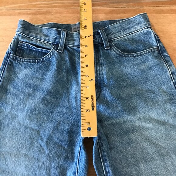 Uniqlo JW Anderson Wide Leg Jeans Women 23 Blue Mid Rise Medium Wash Stretch - Picture 8 of 11